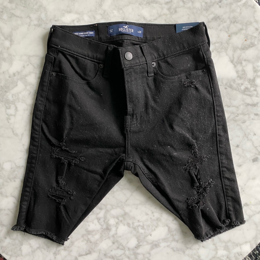 Hollister black denim shorts
